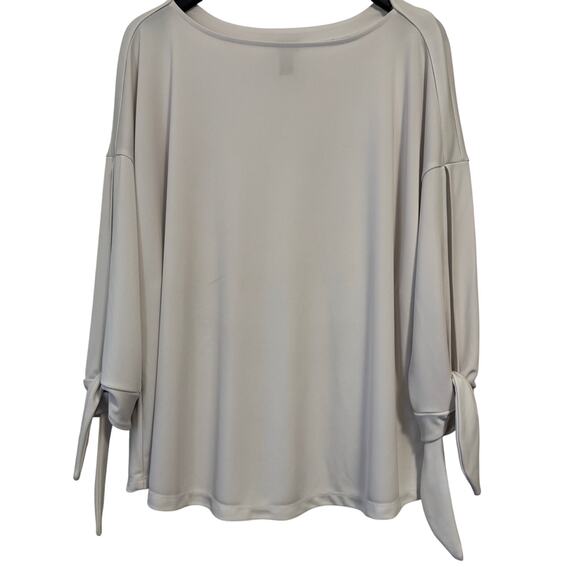 Chicos Easywear 3 light gray 3/4 sleeves with open detailing & tie up cuffs - Picture 1 of 9